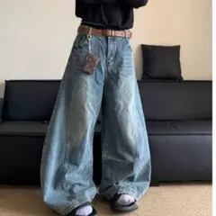 ワイドデニム バギーデニムパンツ ブルーjadedlondonmenes 似 M