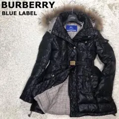 【良品】バーバリーブルーレーベル 3way ダウンコート ノバチェック ベルト黒