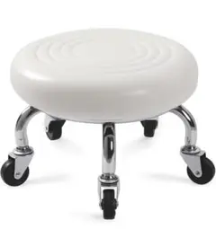 未開封 ロースツール キャスター付き 作業椅子 ホワイト 耐荷重102kg