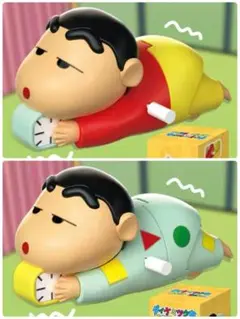 【新品】クレヨンしんちゃん 動く 起きたくない ゼンマイ フィギュア 2体