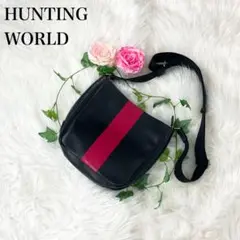 ハンティングワールド ショルダーバッグ ロゴ ライン メンズ ゾウ ブラック