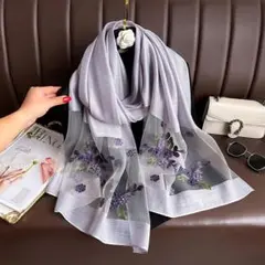 ストール レディース 薄手 ショール 大判 刺繍入り スカーフ 夏 上品 花柄