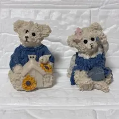 ふあふあ毛並みがかわいいクマのペア置物