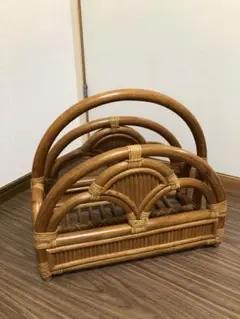 ラタン マガジンラック 昭和レトロ　ラタン家具　アンティーク