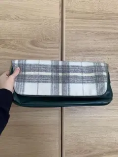 ラグナムーン クラッチバッグ チェック 緑