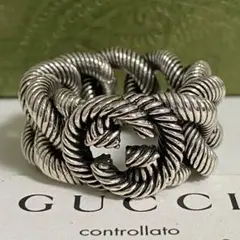 GUCCI 新品同様品　インターロッキング燻リング　刻印19サイズ18