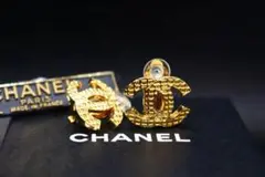 【希少】CHANEL◎ココマークワッフルイヤリング/ゴールド