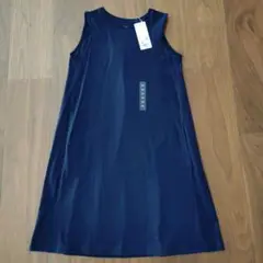 【新品未使用】UNIQLO スムースコットンワンピース 140 ネイビー