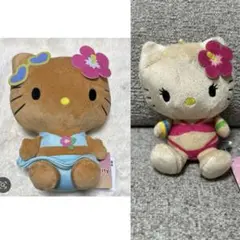 日焼けキティー　ハローキティ L ぬいぐるみ 日焼けギャル マスコット 2点