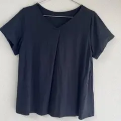 汗取り布付き フロントタックTシャツ 黒 Lサイズ