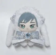 ぬい服 10～12cm ちびぐるみ うさぎ 水色 白 ツイード 着ぐるみ