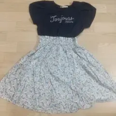 ⭐️美品⭐️１４０cm ポンポネット 半袖ワンピース ネイビー