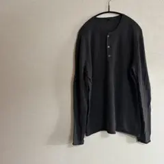 Men's 長袖カットソー フロントボタン チャコールグレー