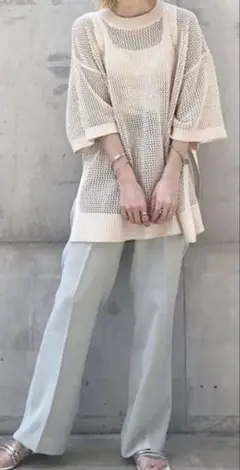 LOWRYS FARM センタープレスカラーフレアパンツ