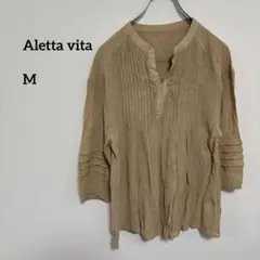 Aletta vita ベージュ 五分袖 涼しげチュニック M c256