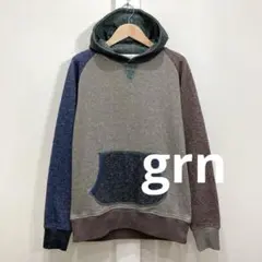 grn ジーアールエヌ カラフル つぎはぎ パーカー