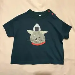 猫 イラスト Tシャツ ダークグリーン　おにぎり　マーキーズ
