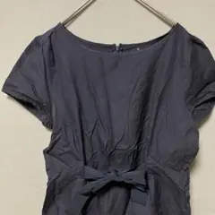 Enzo Gala フレンチスリーブカットソー(M〜L)ネイビーフロントリボン