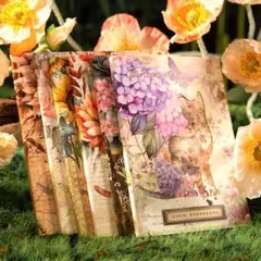 猫　メモ帳　素材集　コラージュ　メモパッド　デザインペーパー　花　アンティーク①