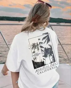 カリフォルニア ヤシの木 半袖Tシャツ プリントTシャツ レディース