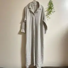 a.v.v シャツワンピ L グレージュ 体系カバー ロング丈 美品 オフィス