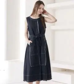 【未使用】 MICALLE MICALLE ダークデニム ノースリーブワンピース