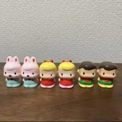 男の子と女の子とうさぎの指人形　6個セット