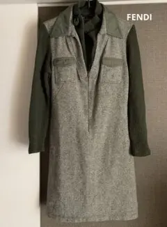 FENDI フェンディ ワンピース グリーン系 ツイード ニット 訳あり