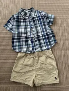 Ralph Lauren 12M チェック柄シャツとショートパンツセット