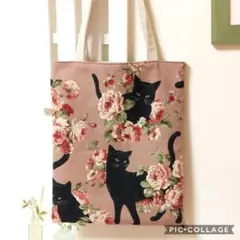 サブバッグ　ぺたんこ　トートバッグ　ねこ