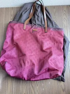 ☆GUCCI☆ グッチ トートバッグ GG柄 ピンクレッド ナイロン レディース