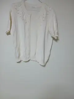 DEBALMA アイボリー 半袖カーディガン