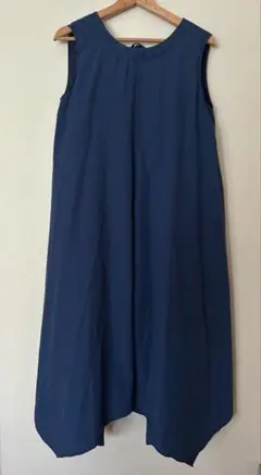 【美品】ビームス　リボンワンピース　くすみブルー　くすみカラー　変形
