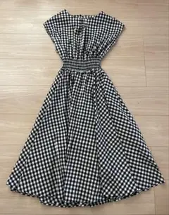 ノースリーブロングワンピース ギンガムチェック