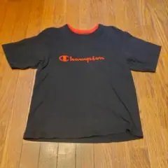 90s　青刺繍タグ　Champion　厚手の黒Tシャツ Mサイズ　USA製