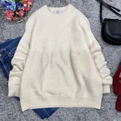 トゥモローランド ニット セーター バイカラー カシミヤアルパカ ホワイト S