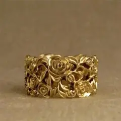 薔薇 ローズ ゴールド リング 花 おしゃれ 指輪 かわいい 人気 10号