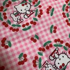 2001年 ハローキティ さくらんぼ はぎれ 布 生地 平成レトロ 激レア