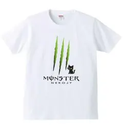 黒猫Tシャツ Mサイズ メンズ 半袖 パロディ MONSTER風 プレゼント