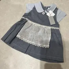 hitohito オーガニックコットン　ベビーワンピ　エプロン風　70