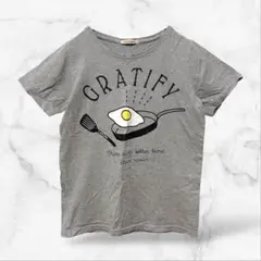 半袖コットンTシャツ グレー 目玉焼き カジュアル 個性的(M)綿100 美品