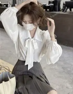 11068898 SHEIN リボンブラウス ホワイト