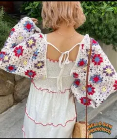 ハローサンフランシスコ クロシェボレロ付ティアードキャミワンピ