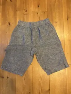 リネン風青ハーフパンツ