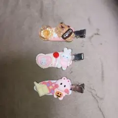 キャラクター装飾付きヘアピン3個セット