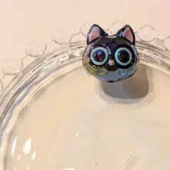 アクリルビーズ　猫　黒猫