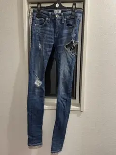 GYDA SIDE RIPPED スキニーデニムパンツ