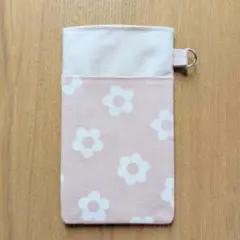 オーガナイザー ナースポケット 胸用ペンケース 白ピンク シンプル花 ポーチ