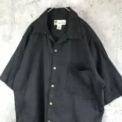 A4520古着　レーヨンポリ　半袖シャツ　黒　90s Y2K