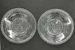 プレスガラス 小皿 ２枚セット あざみ文皿